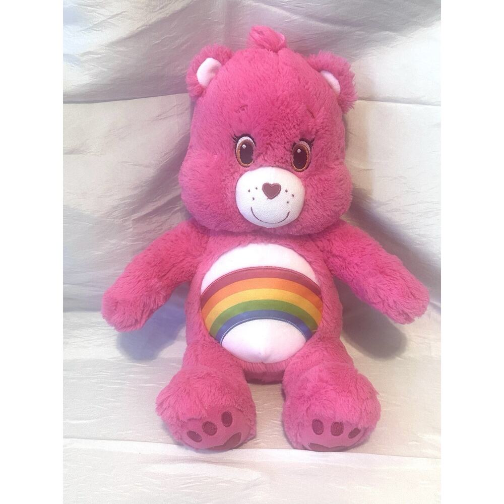 Build A Bear BABW Care Bear Cheer Pink Rainbow 17" Pink Bear Plush Stuffed